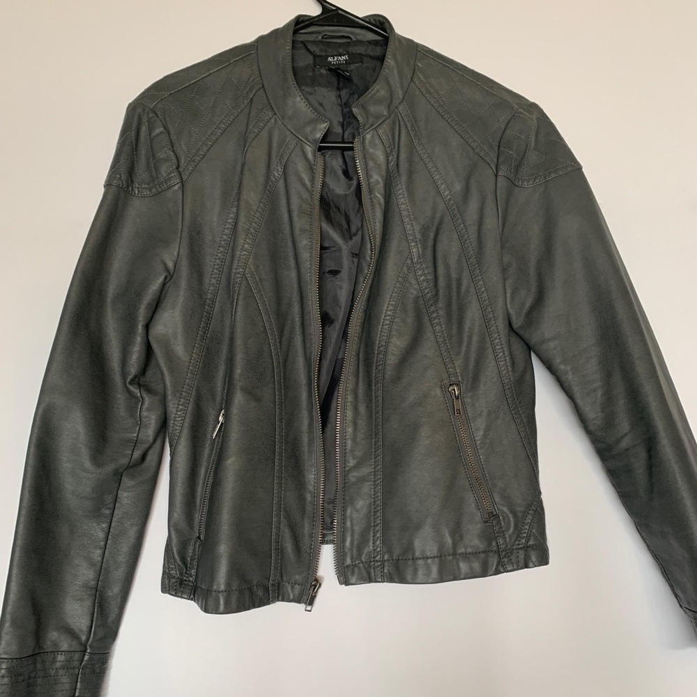 Gray faux leather Moto jacket size 6P